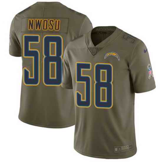 Nike Chargers #58 Uchenna Nwosu Olive Mens Stitched NFL Limited 2017 Salute To Service Jersey